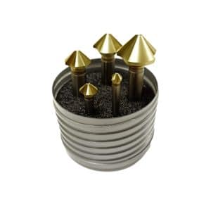 Coffret de 5 Fraises à  chanfreiner à 90° - 3 Dts - Ø 6,3 à 25 mm